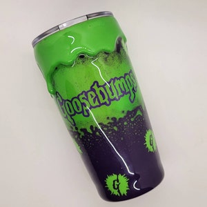 Goosebumps tumbler, goosebumps drip tumbler, drip tumbler, halloween drip tumbler, R L Stine tumbler, scary stories cup, horror tumbler
