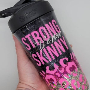 Custom stainless steel blender bottle, glitter blender bottle, inspirational quote cup, pink N black leopard tumbler, leopard shaker bottle