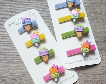Popsicle Eistüte Bar Alligator Haarspangen, bunte Samthaarspangen, Baby Kleinkind Jungen Mädchen, süße Leckerei Dessert Sommer