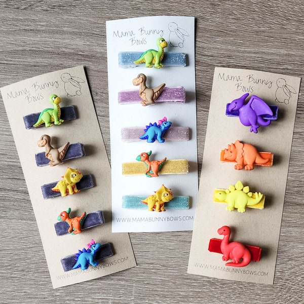 Colorful Dinosaur Alligator Hair Clips, Velvet Hair Clips, Baby Girl, Toddler Boy, Boy Hair Clips, Dinosaurs, Glitter Dinosaurs, Dinos