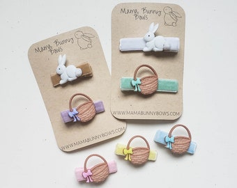 Pinzas para el pelo de conejito de Pascua, pinzas de terciopelo de colores, para bebé niña, cesta de Pascua de conejito, cola de conejo, pasador de huevo, pinzas para flecos