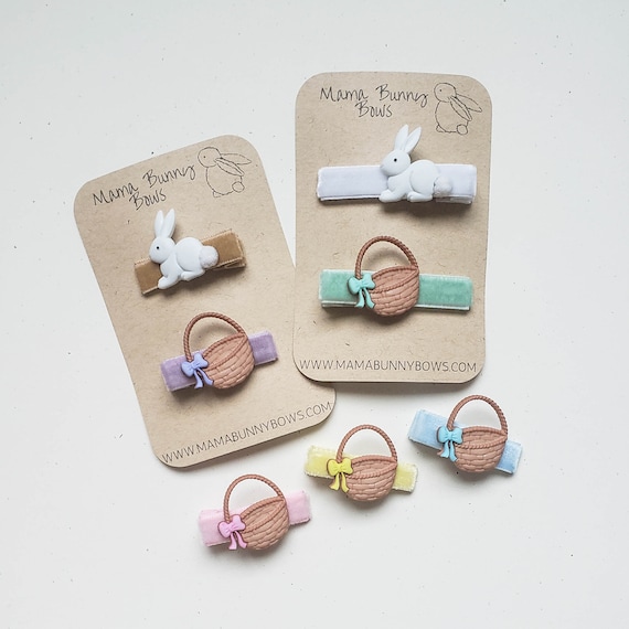 Easter Bunny Hair Clips, Colorful Velvet Hair Clips, Baby Toddler Girl, Bunny Rabbit Easter Basket, Bunny Tail, Egg Barrette, Fringe Clips