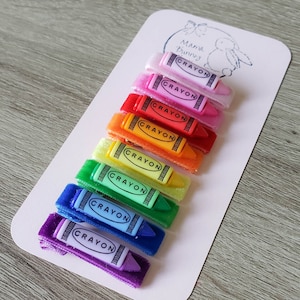 Crayon Bunte Bar Alligator Haarspangen, Farbe Samt Haarspangen, Baby Kleinkind Junge Mädchen, Zurück in die Schule