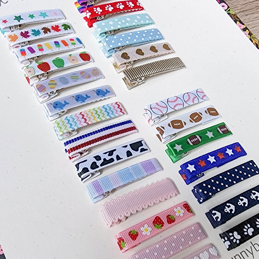Ribbon Hair Clips, 27 Colors 2 Sizes Bar Alligator Fringe Clip, Toddler ...