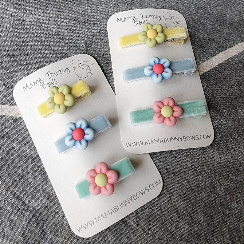 Pastel Flower Hair Clips Colorful Velvet Hair Clips Baby Etsy