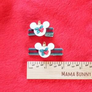 Christmas Minnie Mickey Mouse Ears Hair Clips, Glitter Holiday Ornaments Colorful Velvet Barettes, Baby Toddler Girl, Minnie Ears, Disney Bild 5