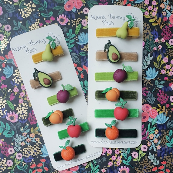 Fruit Alligator Hair Clips, Colorful Velvet Hair Clips, Baby Toddler Girl, Girl Hair Clips, Avocado, Apple, Plum, Peach, Pear, Orange, Fall