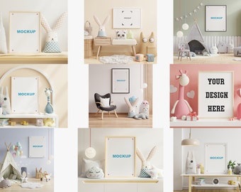 Mockup, Drucke Mockup, Rahmen Mockup, Poster Mockup, Raum Mockup, Interior Mockup, Boho Mockup, Kinder Mockup, Kinderzimmer Mockup, PSD JPG