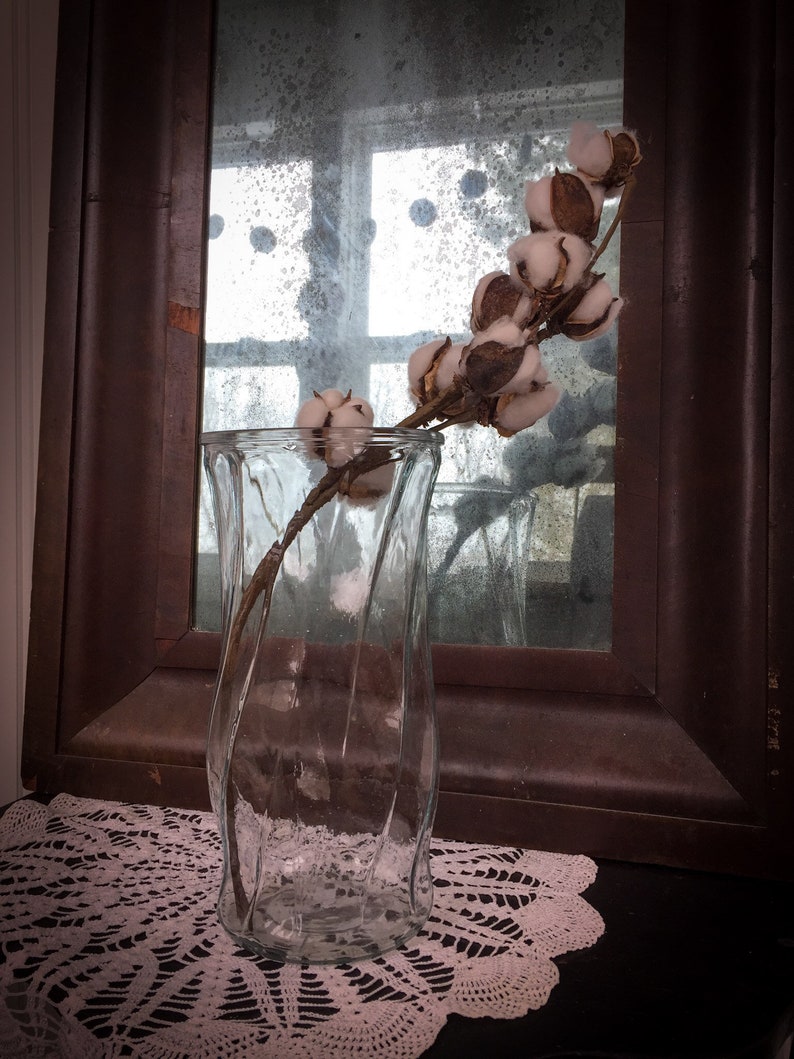 Large Clear Glass Twist Vase