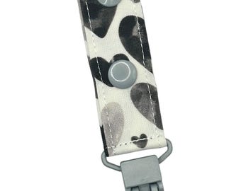 Black and Grey Hearts Tubie Clip for Feeding tube/IV lines/TPN/Suprapubic catheter