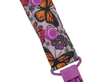 Purple Floral Butterfly Tubie Clip for Feeding tube/IV lines/TPN/Suprapubic catheter