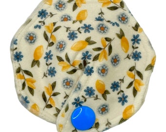 Lemons and Blue Floral Tubie Pad for Feeding Tube/Suprapubic Catheter