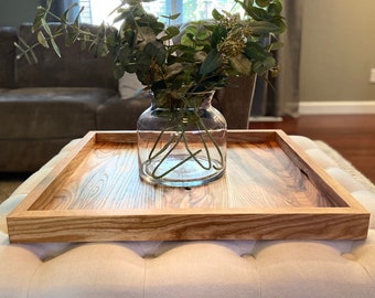 Solid ash hardwood ottoman tray