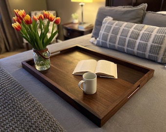 Solid black walnut serving tray/bed tray