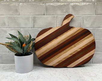 Handmade pumpkin hardwood charcuterie serving board / cutting board