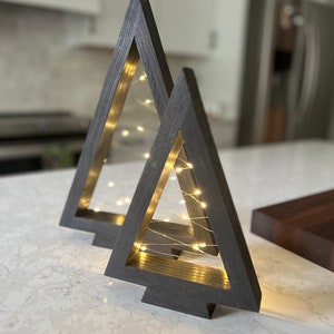 Modern Farmhouse lighted hardwood Christmas Tree decor