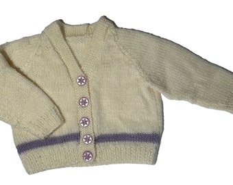 0-3 months ~ Hand knitted cardigan ~ Little Froggy Knits