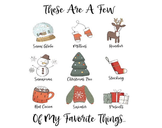 Favorite Things, Christmas, PNG, Digital Download Etsy