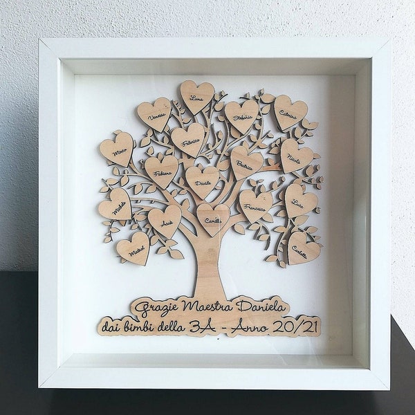 Regalo maestre. Albero della vita personalizzato. Incisione.