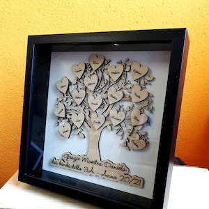 Teacher gift. Personalized Tree of Life. Engraving. Cornice nera