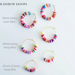 Rainbow Heishi Hoop Earrings