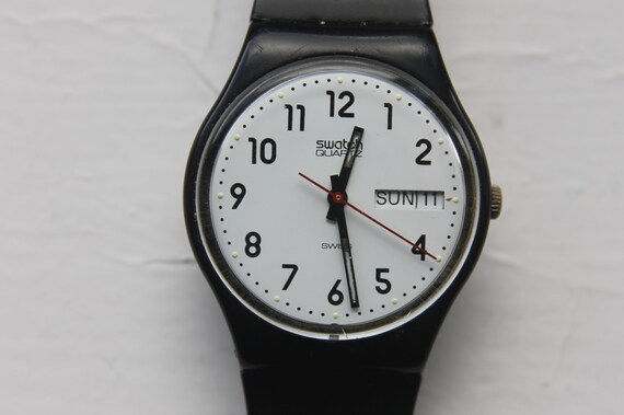 【未使用品】SWATCH 初代 BLACK MOTION Vintage Vintage SWATCH Automatic BLACK MOTION (SAB100) black Leather