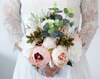 Bridal bouquet peonies, Bridal bouquet pink and white, Wedding bouquet dusty rose, Wedding bouquet peony, Bridal bouquet greenery