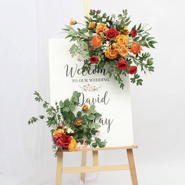 Floral arrangement for wedding,Welcome sign flowers,Artificial flower arrangement wedding,Flower swags for wedding arch,Wedding arch flowers
