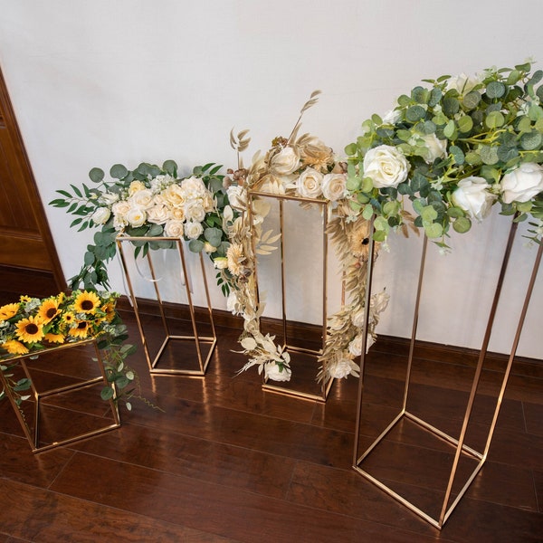 Wedding flower stand, Floor vases for flowers, Column stand, Gold pedestal stand, Gold pedestal vase, Wedding backdrop stand, Flower Stands