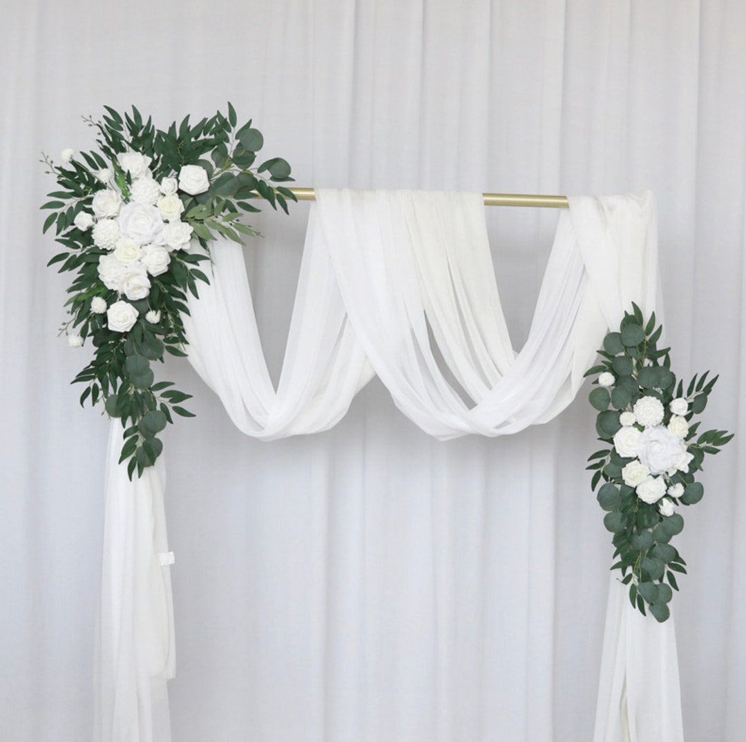 Silk Flower Wedding Arch, White Flower Arrangement, White Flower Arch