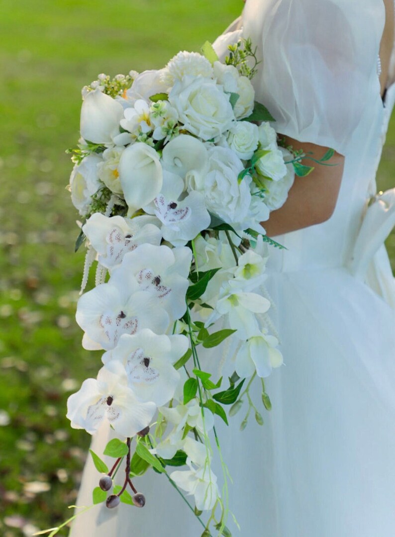 Cascade Bridal Bouquet White Bridal Bouquet White and Etsy