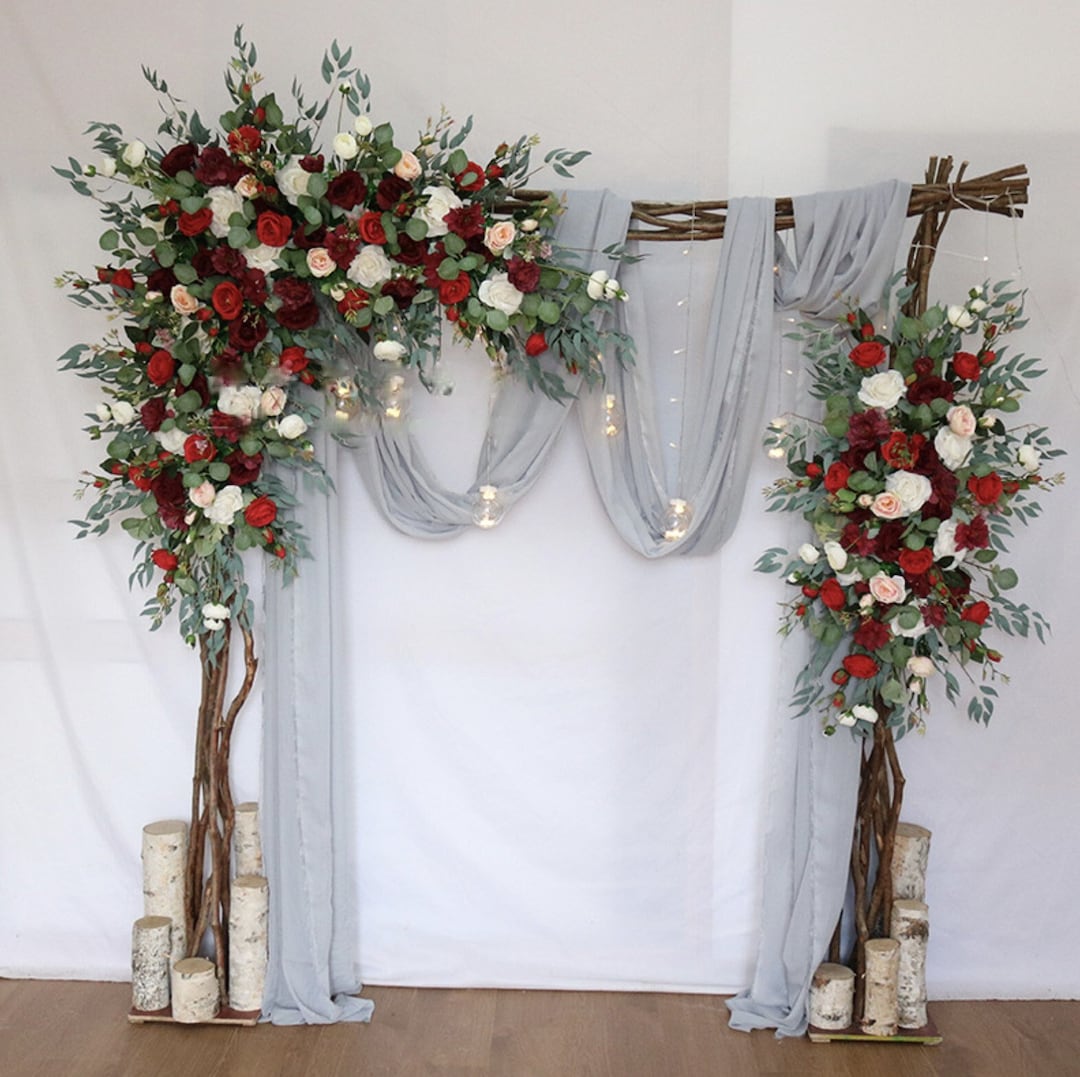 Wedding Arch Flowers Red, Wedding Corner Swag, Wedding Arch Roses