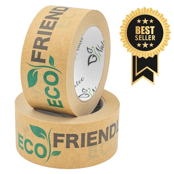Brown Paper Tape | Eco Friendly Printed Kraft Paper Tape for Shipping Parcels, Letter, Boxes | Sticky Recycle Parcel Tape 50m x 50mm