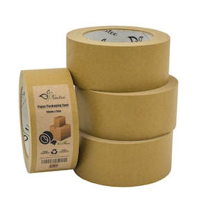NATEE® Kraft Paper Packaging Tape | Fully Recyclable Sticky Tapes | Brown Paper for Packing Parcels and Boxes | 50 Metres x 50mm