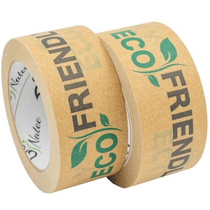 Brown Paper Tape | Eco Friendly Printed Kraft Paper Tape for Shipping Parcels, Letter, Boxes | Sticky Recycle Parcel Tape 50m x 50mm