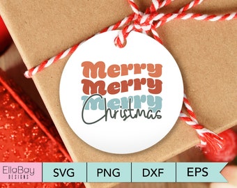 Retro Merry Christmas SVG, png, dxf and eps.  70-inspired holiday craft files for ornaments, shirts and gifts.