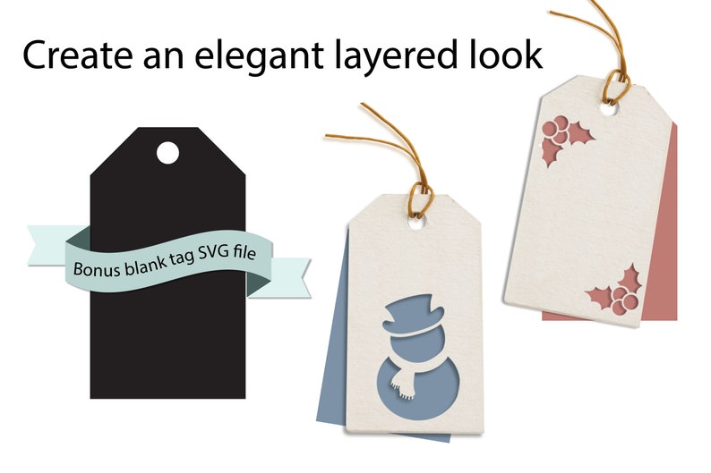 Pu&ograve; includere: Crea un look elegante a strati con questi cartellini regalo stampabili. I cartellini presentano un pupazzo di neve, agrifoglio e un cartellino vuoto. Incluso file SVG di cartellino vuoto bonus.