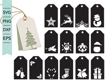 Christmas Gift Tags SVG, Glowforge stocking tags, DIY Christmas tags, Cut-out tags, Plain SVG, Cricut and Silhouette