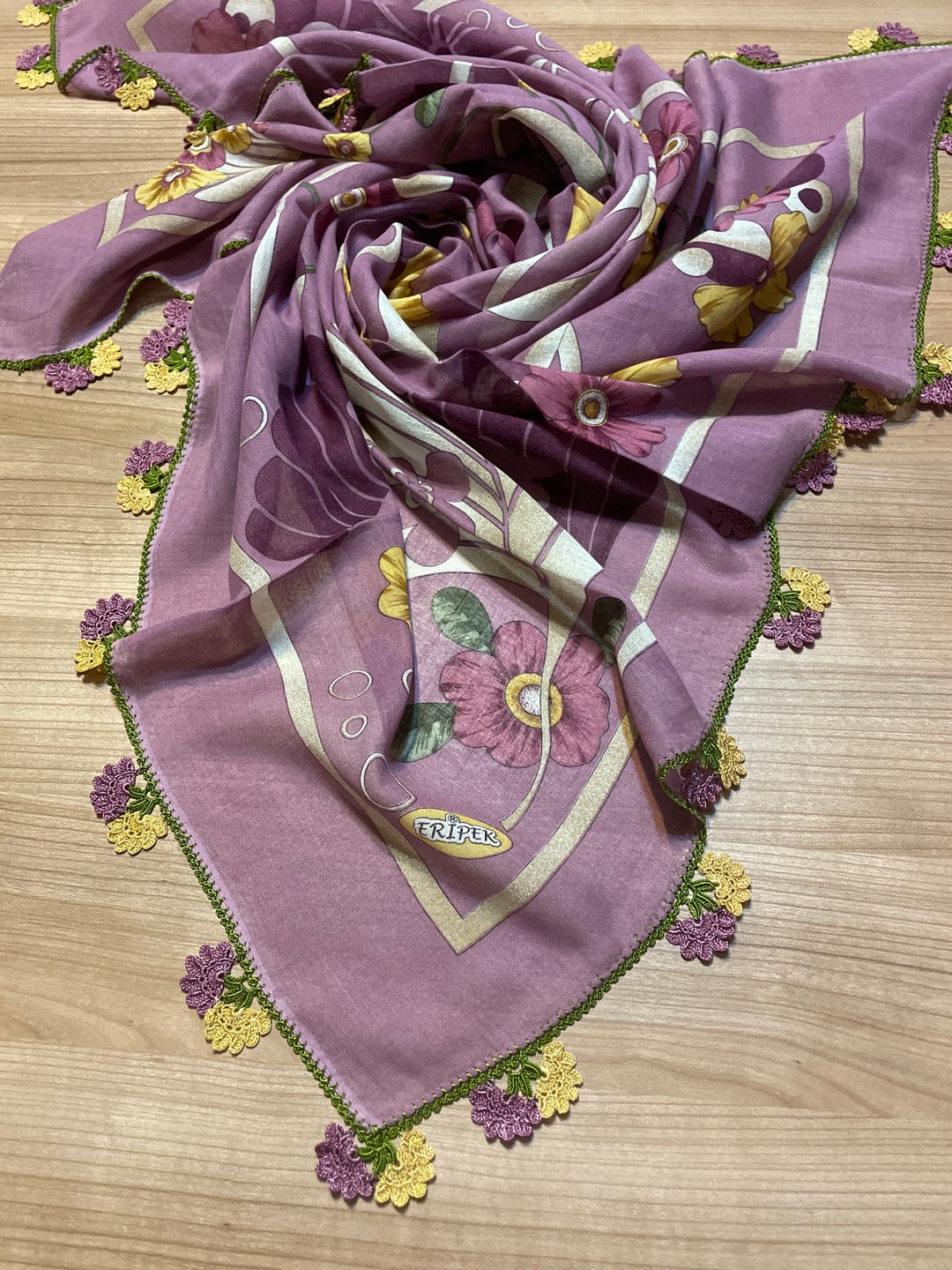 Turkish Yazma Cotton Hooded Oya Lace Scarf - Etsy