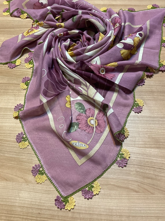 Turkish Yazma Cotton Hooded Oya Lace Scarf - Etsy