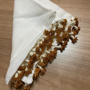 Summer Cotton White Beaded Oya Lace Scarf Yazma