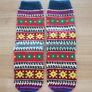 Folk Ethnic Socks Knitted Colorful Traditional Cloth