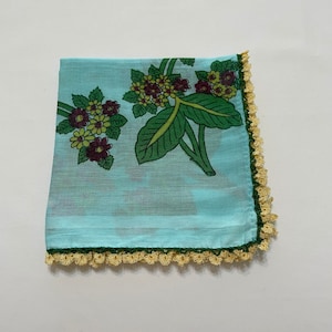 Blue Cotton Scarf Shuttle Oya Yazma