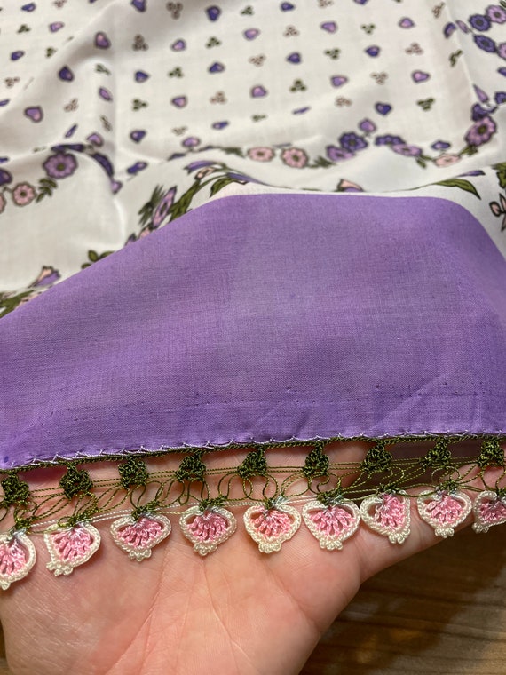 Vintage Lilac Pink Oya Lace Scarf Turkish Traditi… - image 7