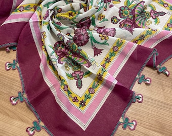 Turkish Hooded Oya Yazma Cotton Hooded Scarf