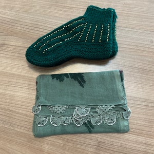 Silk Needle Lace Scarf Knitting Booties Set Gift Set