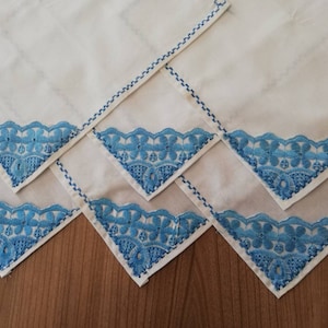 Vintage Blue Embroidery 6pcs Napkins Doilies