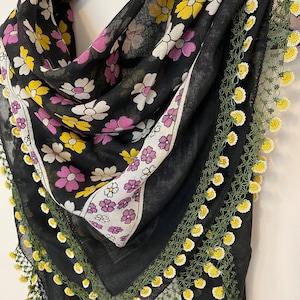 Cotton Colorful Oya Yazma Scarf