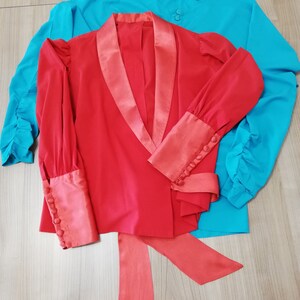 Vintage 80s Red Women's Boleros Shirts Blouse