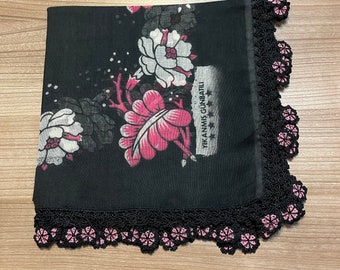 Black Pink Oya Yazma Scarf